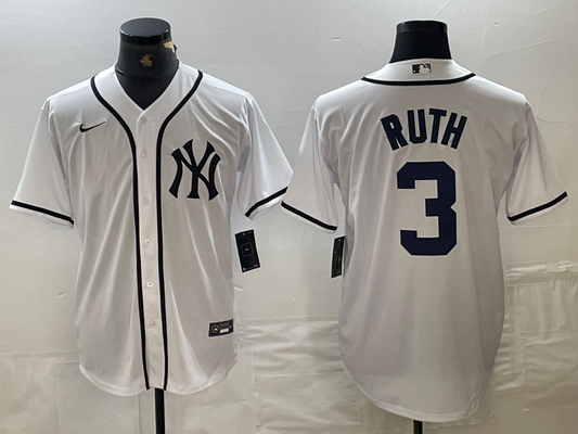 Men's New York Yankees Babe Ruth #3 White Limited Game jersey