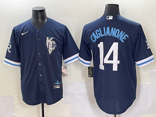 Men's Kansas City Royals Jac Caglianone #14 Navy City Connect Limited Player Jersey