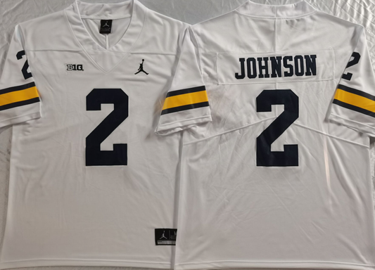 Men's Michigan Wolverines Will Johnson #2 White Game Jersey