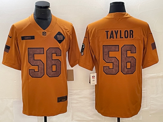 Men's New York Giants Lawrence Taylor #56 Brown 2023 Salute To Service Retired Player Limited jersey