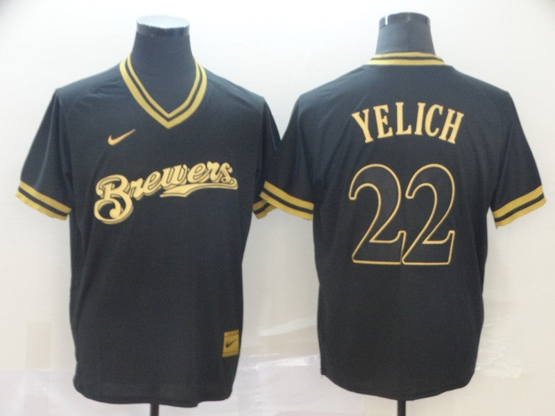 Men's Milwaukee Brewers Christian Yelich #22 Black Player jersey