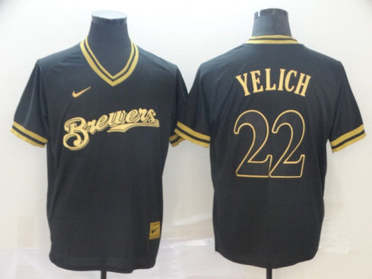 Men's Milwaukee Brewers Christian Yelich #22 Black Player jersey