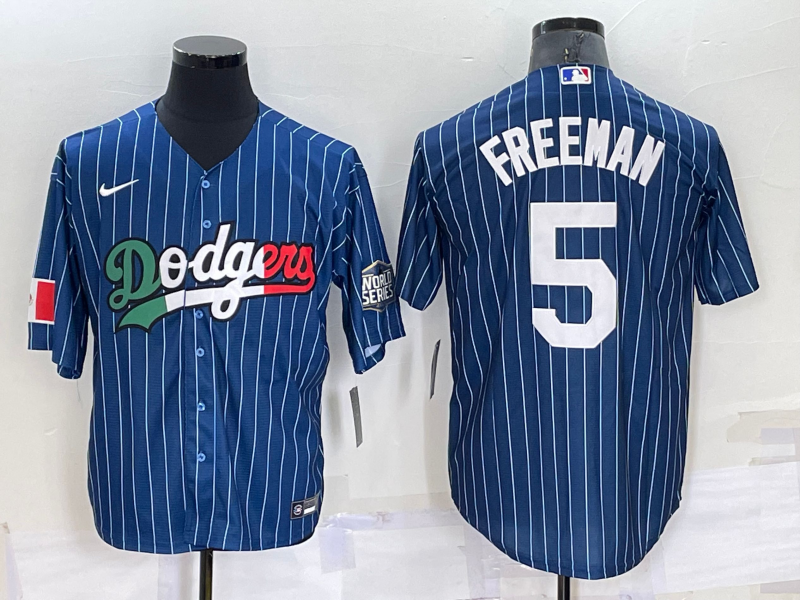 Men's Los Angeles Dodgers Freddie Freeman #5 Blue Authentic Game jersey