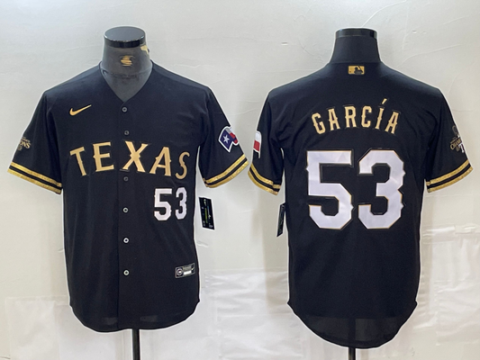 Men's Texas Rangers Adolis Garcia #53 Black Replica Team jersey