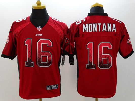 Men's San Francisco 49ers Joe Montana #16 Red Authentic Game jersey