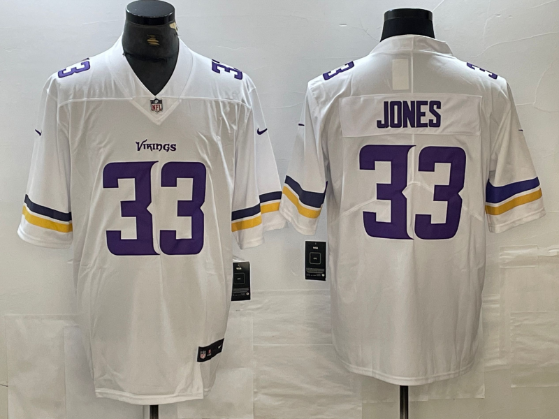 Men's Minnesota Vikings Aaron Jones #33 White Player Game jersey