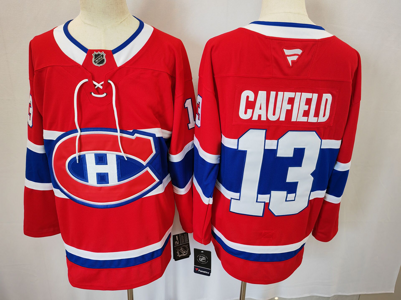 Men's Montreal Canadiens Cole Caufield #13 Red Player jersey