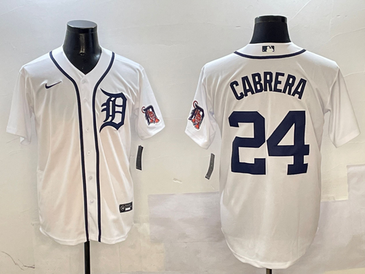 Men's Detroit Tigers Miguel Cabrera #24 White Replica Baseball jersey