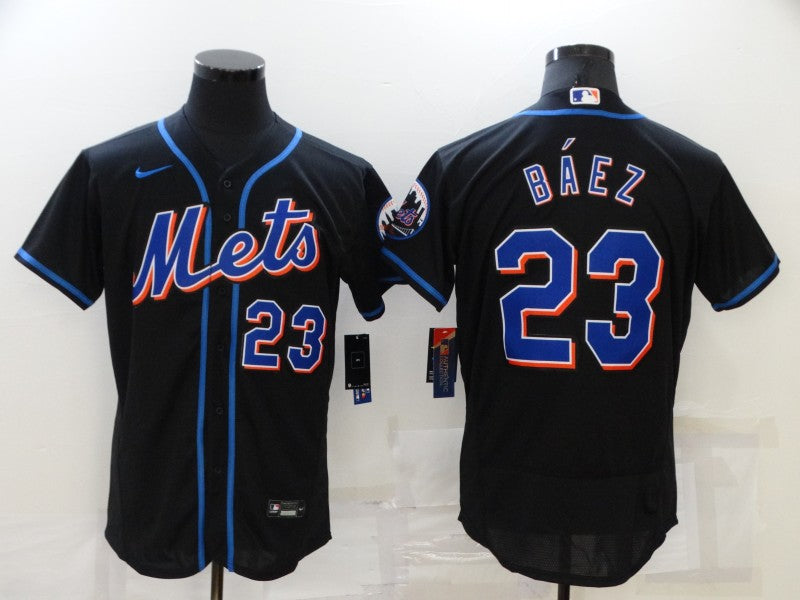 Men's New York Mets Javier Baez #23 Black Replica Baseball jersey