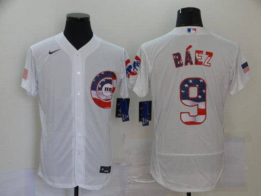 Men's Chicago Cubs Javier Baez #9 White Fashion Stitched jersey