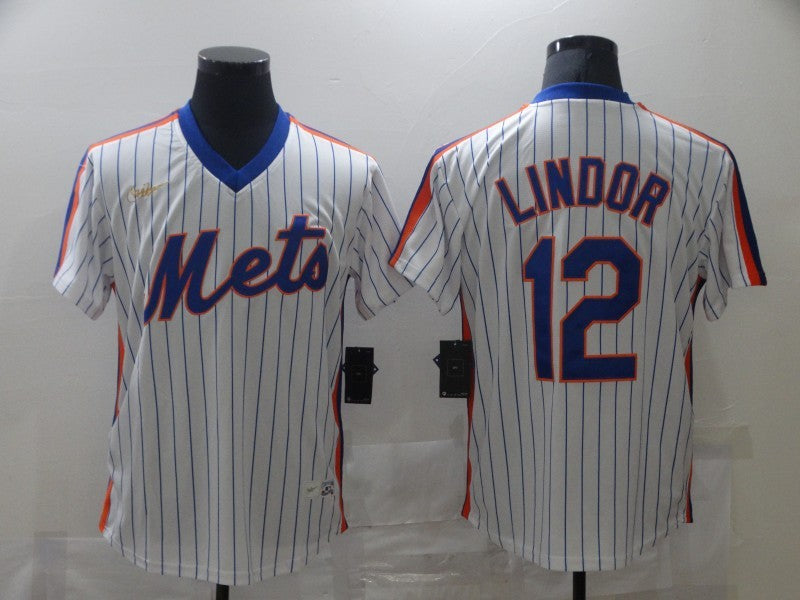 Men's New York Mets Francisco Lindor #12 White Stitched jersey