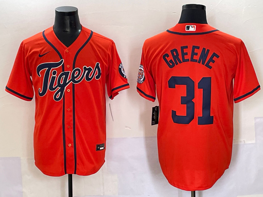 Men's Detroit Tigers Riley Greene #31 Orange Replica Player Jersey