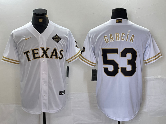Men's Texas Rangers Adolis Garcia #53 White Limited Player jersey