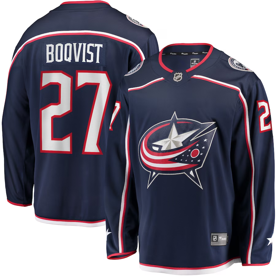 Men's Columbus Blue Jackets Adam Boqvist #27 Navy Home Breakaway Player jersey
