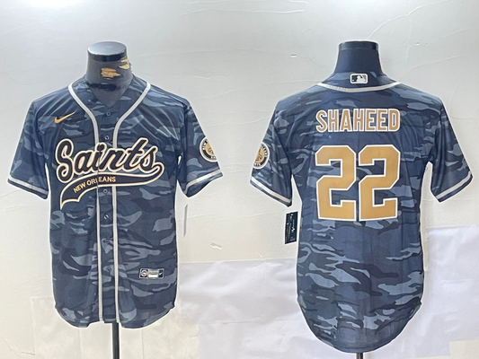 Men's New Orleans Saints Rashid Shaheed #22 Grey Camouflage Player jersey