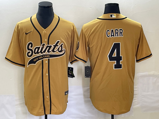 Men's New Orleans Saints Derek Carr #4 Yellow Game jersey Joint Edition