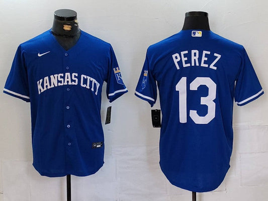 Men's Kansas City Royals Salvador Perez #13 Royal Replica Player jersey