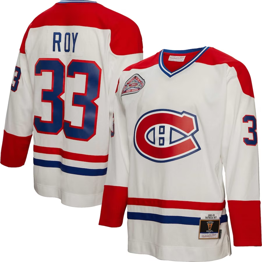 Men's Montreal Canadiens Patrick Roy #33 White Player Game jersey