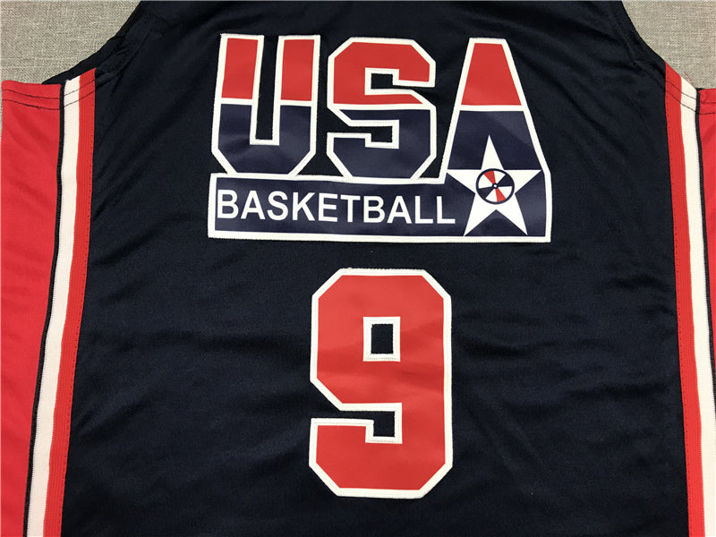 Men's Michael Jordan #9 Navy Dri-fit Team USA Stitched Basketball Jersey