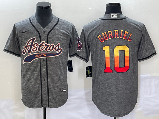Men's Houston Astros Yuli Gurriel #10 Gray Replica Player jersey Joint Edition