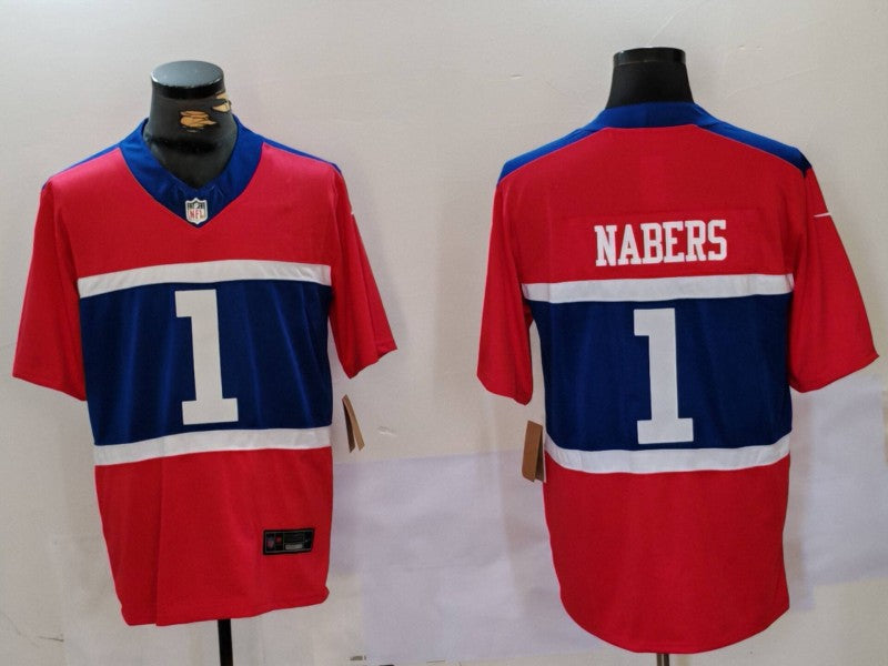 Men's New York Giants Malik Nabers #1 Century Red Alternate Game jersey