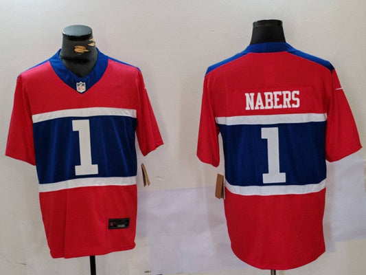 Men's New York Giants Malik Nabers #1 Century Red Alternate Game jersey