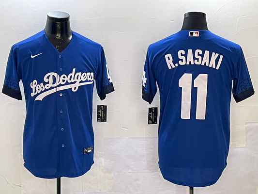 Men's Los Angeles Dodgers Roki Sasaki #11 Royal Replica Game jersey
