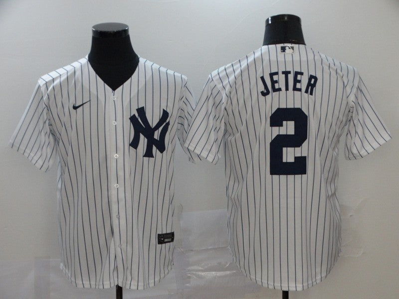 Men's New York Yankees Derek Jeter #2 White Replica Baseball jersey