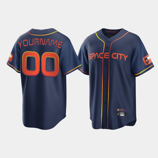 Men's Houston Astros Navy 2022 City Connect Replica Custom jersey