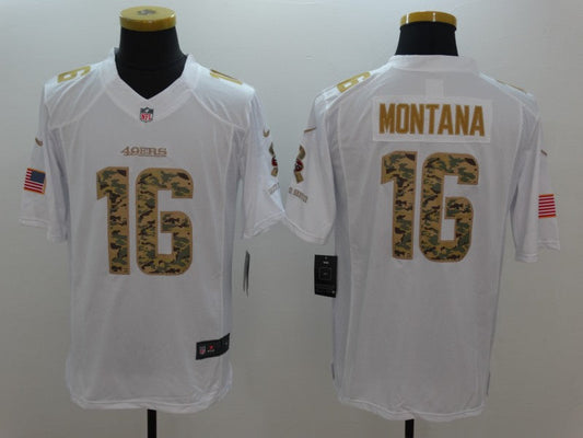 Men's San Francisco 49ers Joe Montana #16 White Player Game jersey