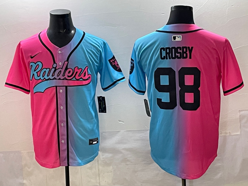 Men's Las Vegas Raiders Maxx Crosby #98 Pink/Blue Game Jersey