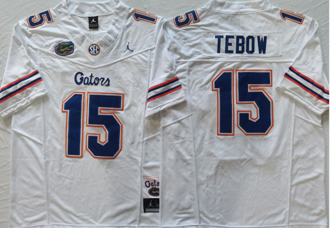 Men's Florida Gators Tim Tebow #15 White Player Game Jersey