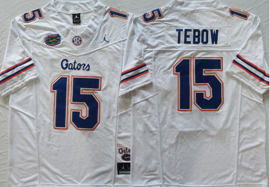 Men's Florida Gators Tim Tebow #15 White Player Game Jersey