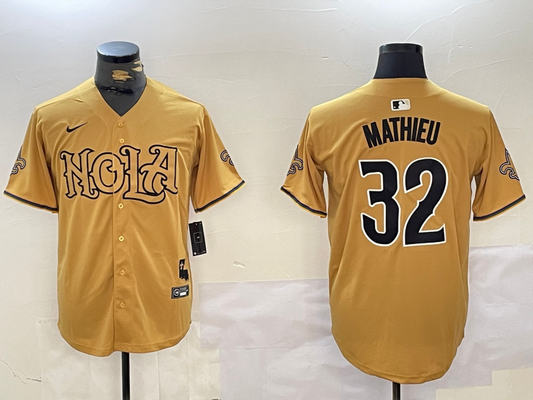 Men's New Orleans Saints Tyrann Mathieu #32 Yellow Player jersey