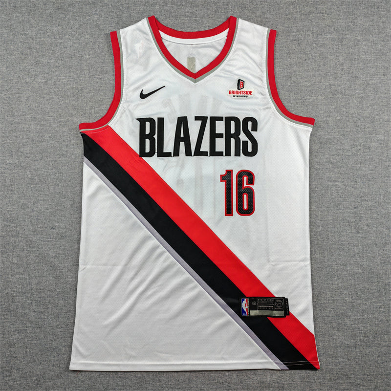 Men's Portland Trail Blazers Yang Hansen #16 White Swingman Player Jersey - Association Edition