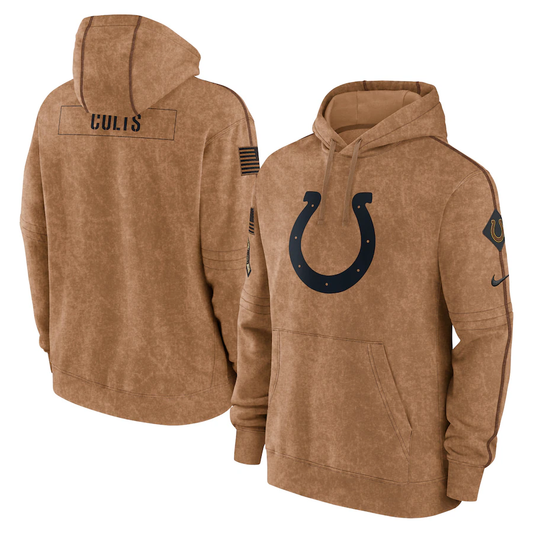 Men's Indianapolis Colts Brown 2023 Salute To Service Club Pullover Hoodie1
