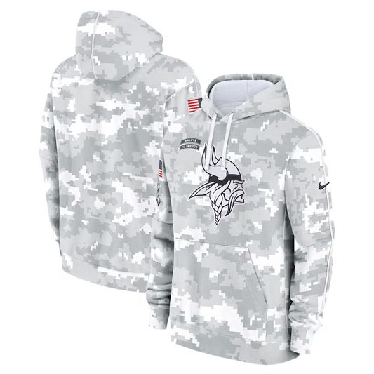 Men's Minnesota Vikings Arctic Camo 2024 Salute to Service Club Fleece Pullover Hoodie1