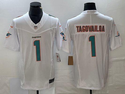 Men's Miami Dolphins Tua Tagovailoa #1 White Aqua Legend jersey