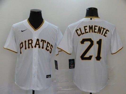 Men's Pittsburgh Pirates Roberto Clemente #21 White Replica Baseball jersey