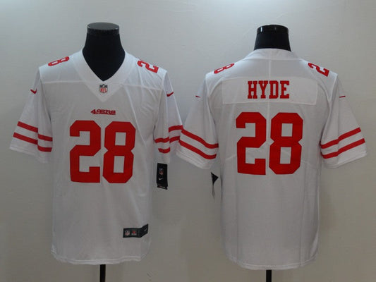 Men's San Francisco 49ers Carlos Hyde #28 White Game jersey