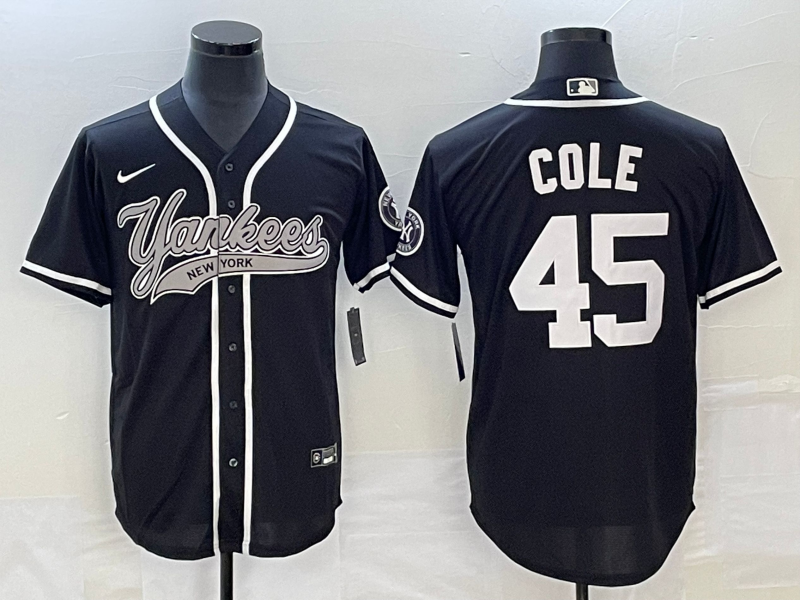 Men's New York Yankees Gerrit Cole #45 Black Player jersey Joint Edition