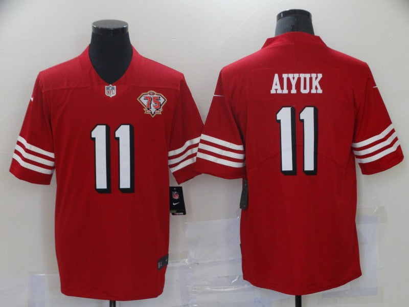 Men's San Francisco 49ers Brandon Aiyuk #11 Red 75th Anniversary Game jersey