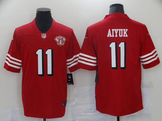 Men's San Francisco 49ers Brandon Aiyuk #11 Red 75th Anniversary Game jersey
