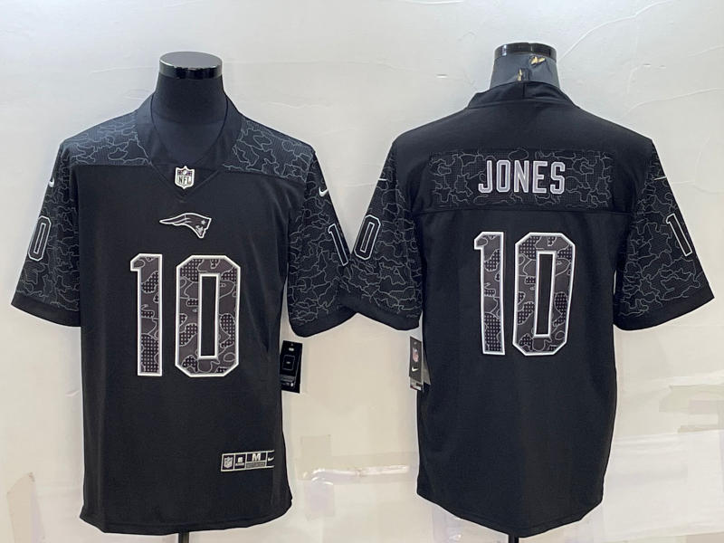 Men's New England Patriots Mac Jones #10 Black RFLCTV Limited jersey