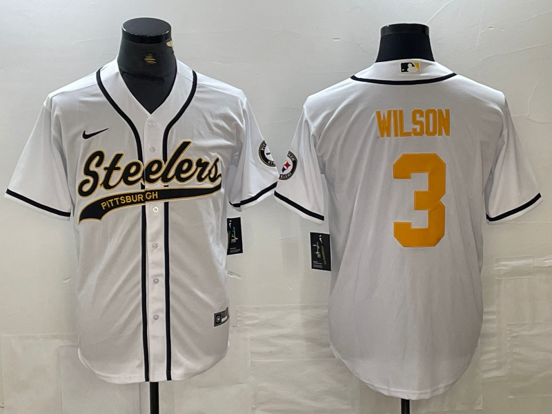 Men's Pittsburgh Steelers Russell Wilson #3 White Player jersey Joint Edition