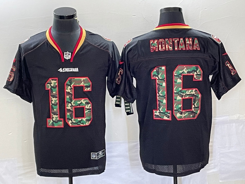 Men's San Francisco 49ers Joe Montana #16 Black Player jersey