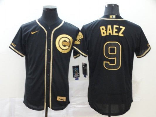 Men's Chicago Cubs Javier Baez #9 Black Stitched jersey