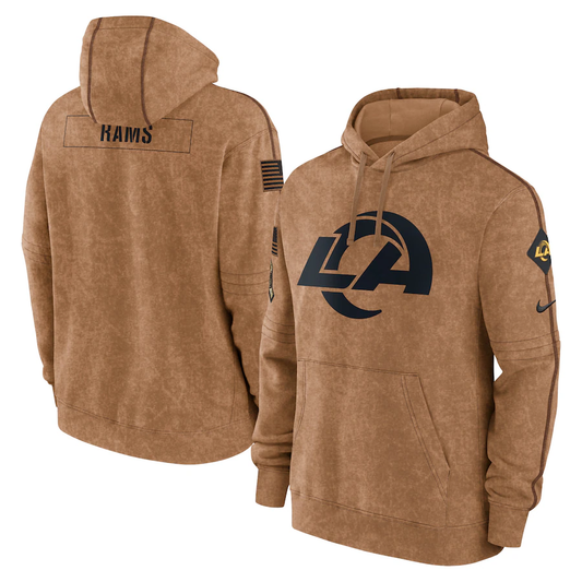 Men's Los Angeles Rams Brown 2023 Salute To Service Club Pullover Hoodie1