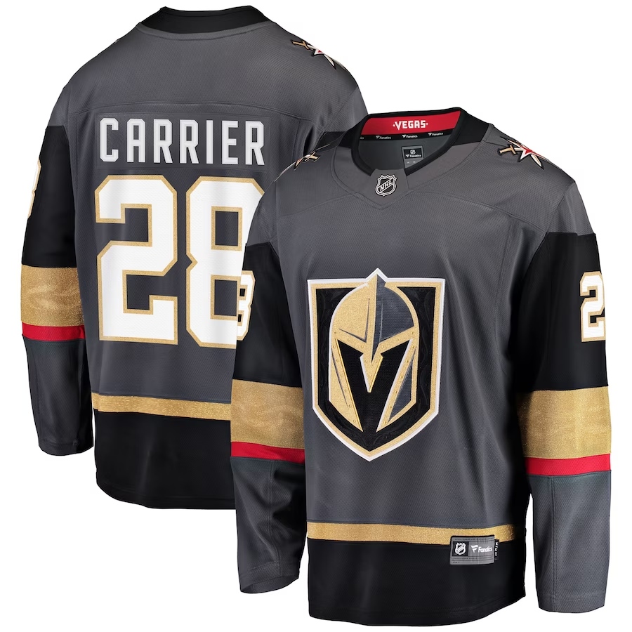 Men's Vegas Golden Knights William Carrier #28 Gray Alternate Breakaway Player jersey