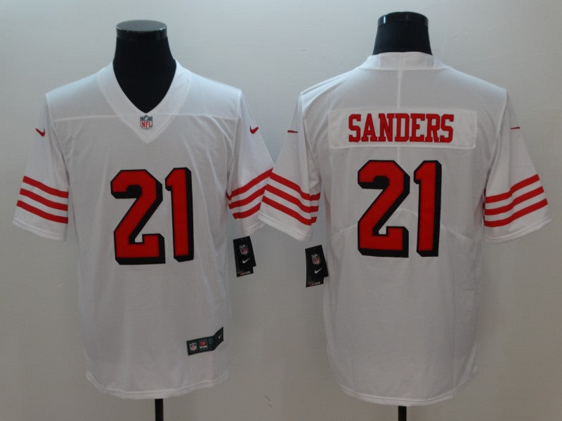 Men's San Francisco 49ers Deion Sanders #21 White Game Player jersey